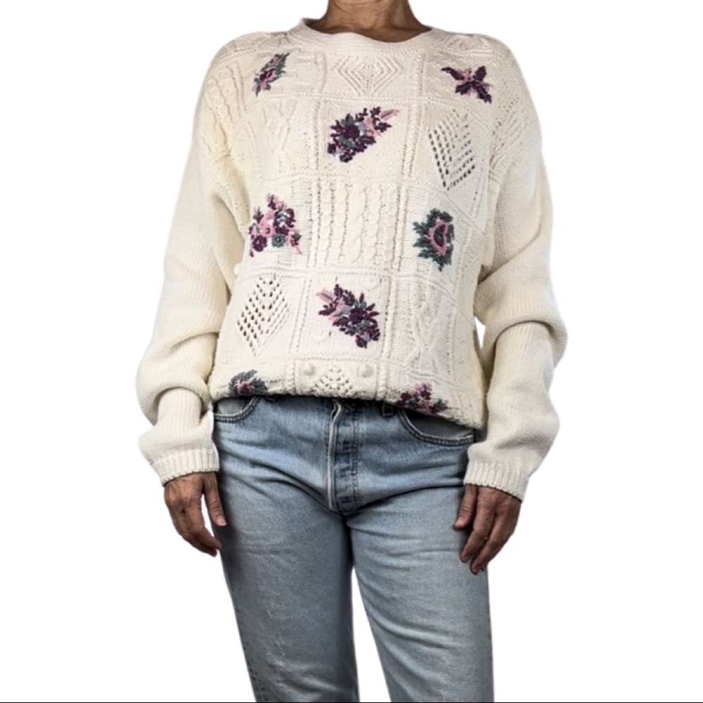 Vintage Cottage Core Floral Sweater